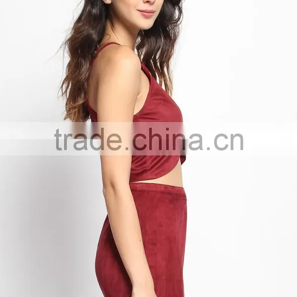 Mogan Faux Suede Eyelet Strap Tank Top Boho Sexy Bralette Cami Top photo-3