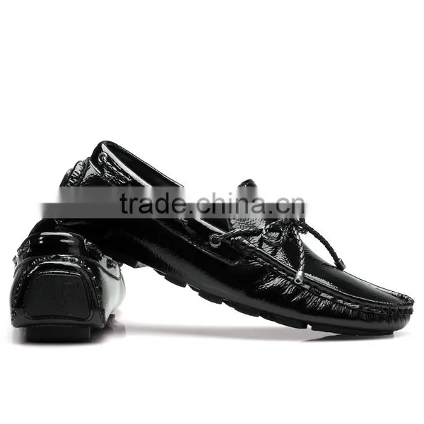 High Quality Adults Glazed Leather Shoes Sample for Male, Men Casual Shoes Putent Leather Made in Jinjiang Factory photo-4