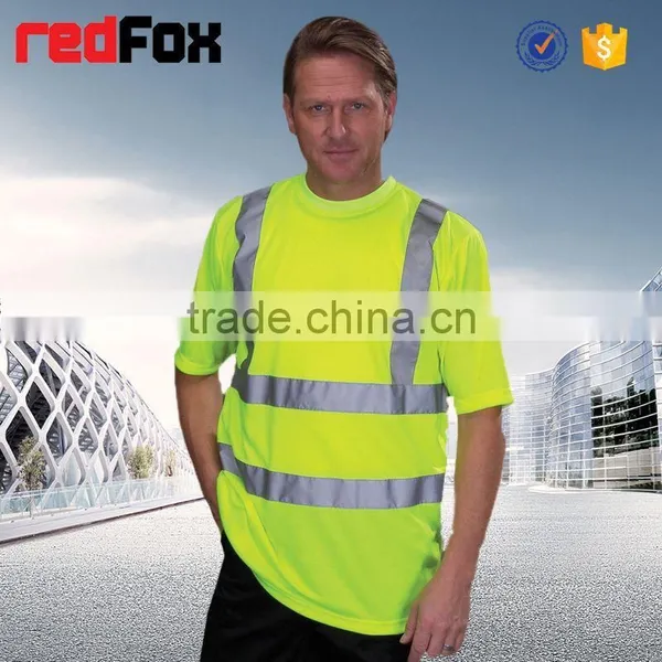 Two-colored Reflective Safety T-shirt for Running Mens Good-looking T-shirt hi Vis Polyester T-shirt Terry Cloth photo-2