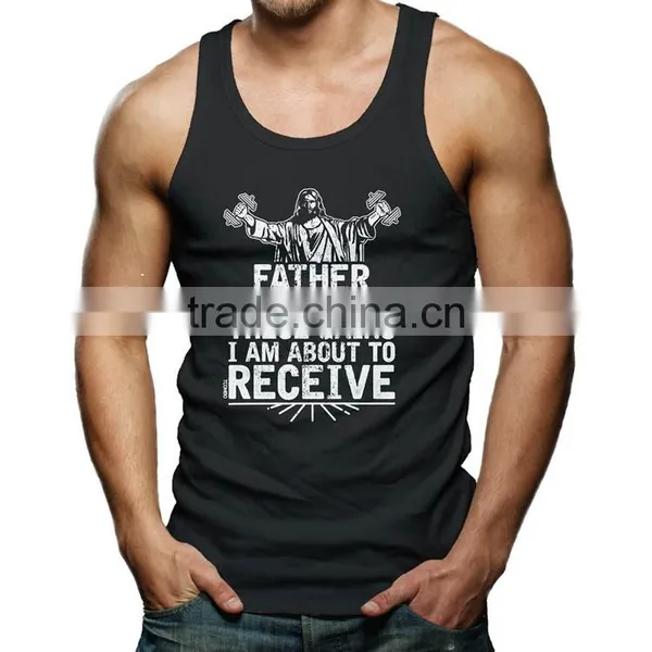 Custom Silk Screen Printing Wholesale Bodybuilding Stringer 100 Cotton Tank Top photo-3