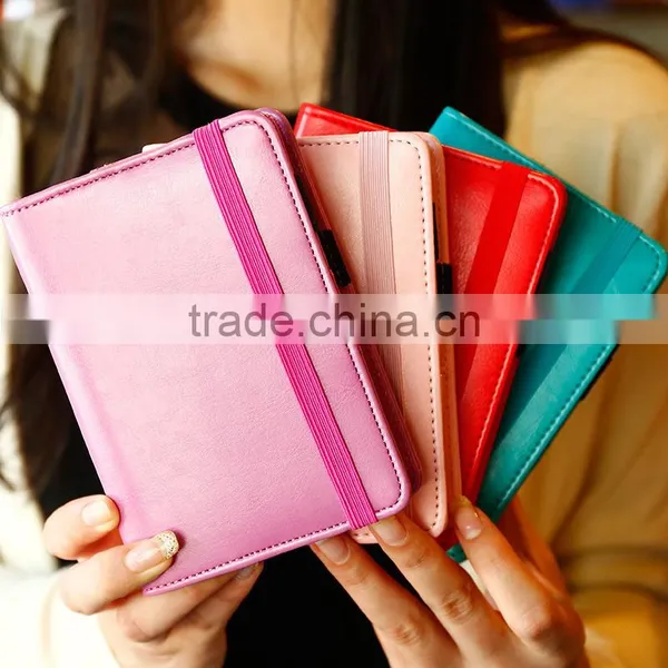 A6 Custom PU Cover With Elastic Band Loose Leaf Binding Personal Diary Planner Debossed/emboss/gold Foil Logo photo-3