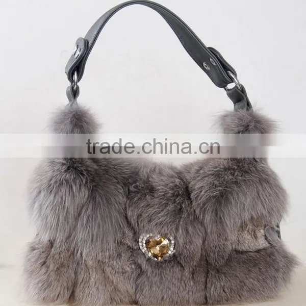 2016 New Shoulder Fashion Fur Bag / Winter Women Real Silver Fox Fur Bag photo-2