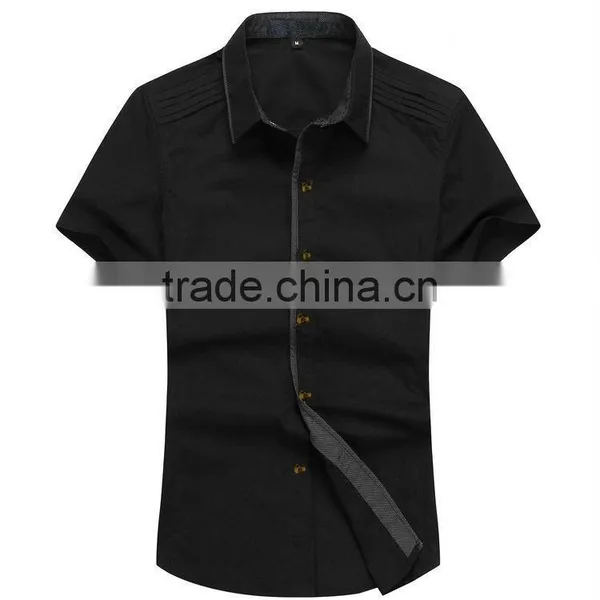 Latest 100% Cotton Short Sleeve Contrast Color Slim Fit Casual Shirt for Men photo-2