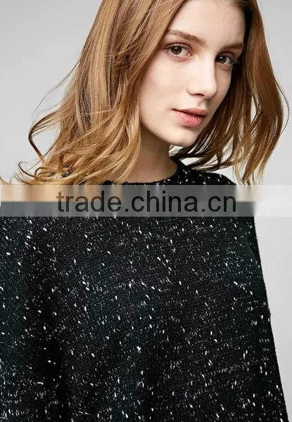Ladies Cowl Neck Side Slit Loosev Fancy Knitting Patten Pullover Sweater for Wholesale photo-4