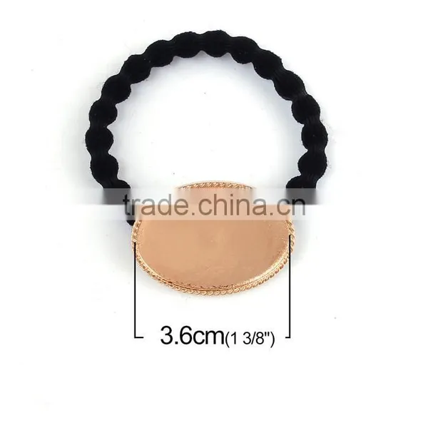 Zinc Based Alloy DIY Resin Mold For Jewelry Making Hair Ties Oval Gold Plated & Black photo-2