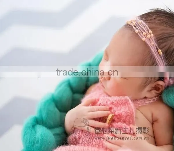 Newborn Mohair Romper Outfit Knit Lace Headband and Romper Set Beautiful Baby Girl Photo Props photo-4