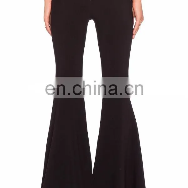 Wholesale Black Wide Leg Pants Harem Ruffle Pants photo-3