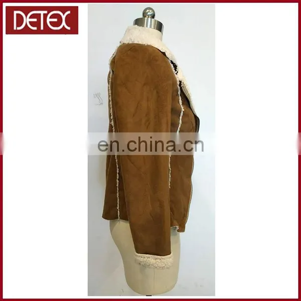 Brown Ladies Winter Short Suede Fleece Jacket photo-2