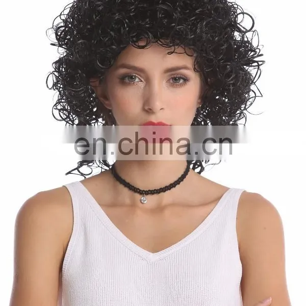 Party Humid Curly Short Black Wigs P-W249 photo-4