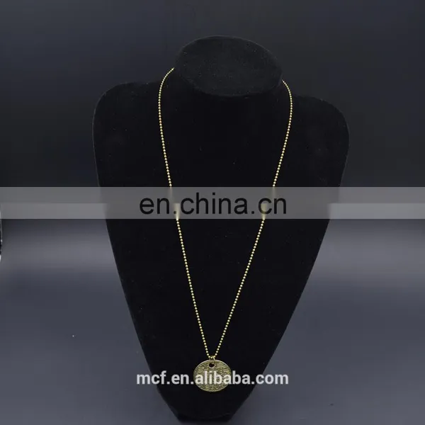 Crystal Diamond Fashion Pendant Chunky Gold Coin Necklace MCB-0044 photo-3