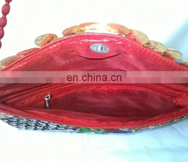 Trendy Rajasthani Zari Embroidered Traditional Indian Vintage Banjara Coin Clutch Tribal Ethnic Gypsy Clutch Handbag Pouch Bag photo-3