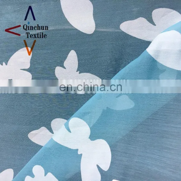 Bule Butterfly Burnout Organza Fabric for Dress Materials photo-5