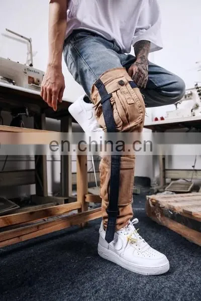 DiZNEW Oem Service High Street Fashion Scratch Denim Mens Cargo Jeans photo-6