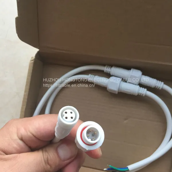 2pin 4pin Black Pigtail Plastics Waterproof IP65 IP67 IP68 LED Connector Male Female Plug With Screw And Nut photo-2