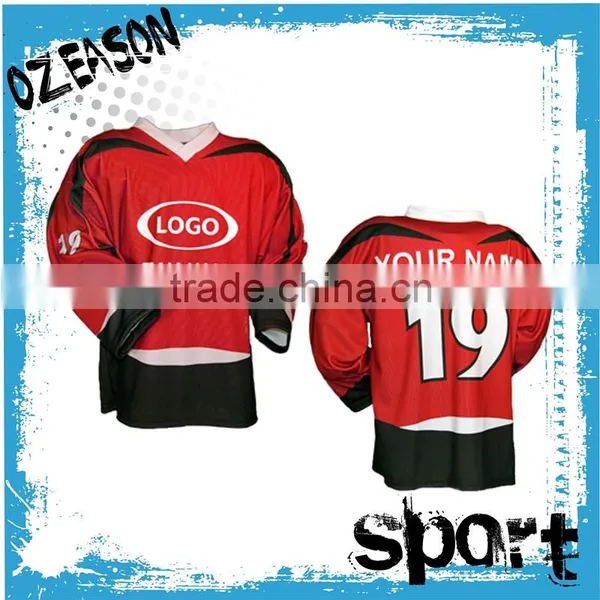 100% Polyester Cheap Red Ice Hockey Jersey photo-2