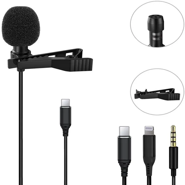 1.5m Mini Portable Microphone Condenser Clip-on Lapel Lavalier Mic Wired Mikrofo/Microfon for Phone for Laptop photo-5