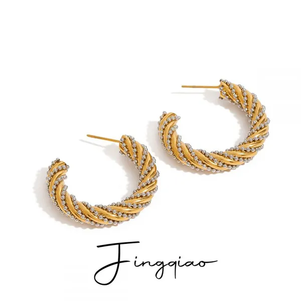 No Fade Gold Plated Stainless Steel Earrings Tarnish Free Waterproof Jewelry photo-4