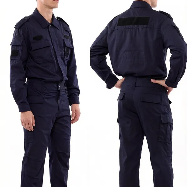 Workwear Uniform NAVY BLUE SECURITY PATCH JACKET Cargo Pants Ribstop Weaving TC Material Unisex Men photo-2