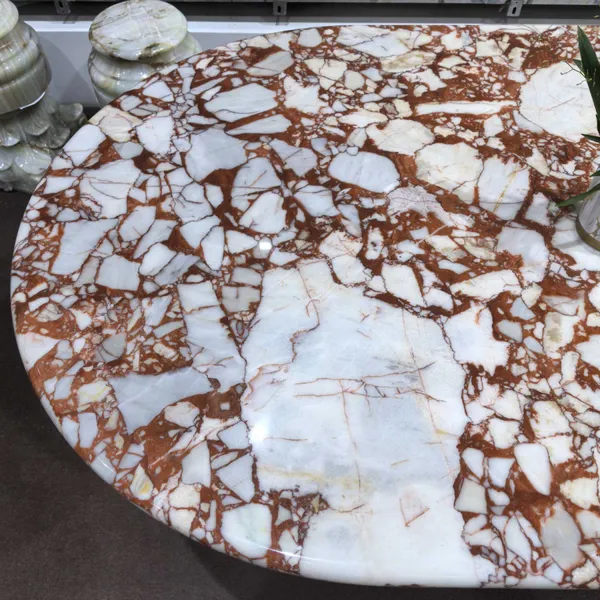 Minimalist Calacatta Red Marble Dining Table and Coffee Table Set Luxury Stone Furniture for Residential and Commercial Projects photo-3