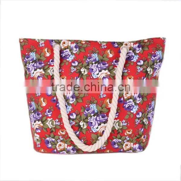 Flowers Printing Handbags Shoulder Bag Canvas Appliques Portable Bags Handbag Brands photo-2