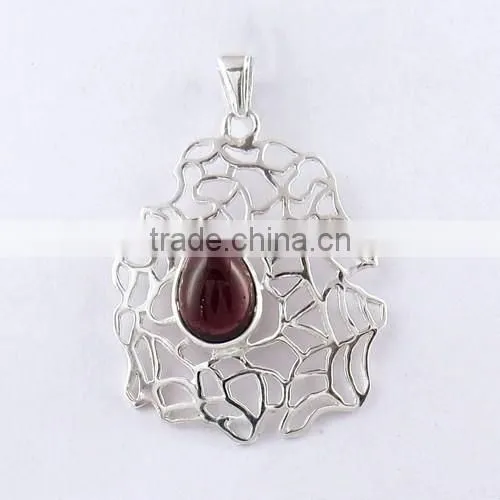 Gemstone Garnet Pendant, Gemstone Silver Jewellery, Online Silver Jewellery photo-6
