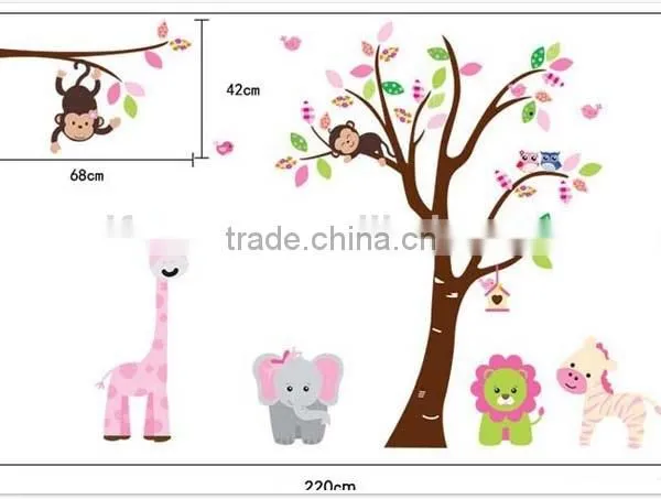 ALFOREVER Hot Sale the Owl Tree With Other Animals Wall Decals,kids Owl Decals photo-4