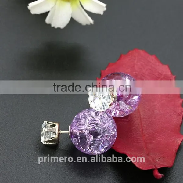 Fashion Brand Jewelry Double Side Pearl Stud Earrings Beads Statement Earrings photo-3