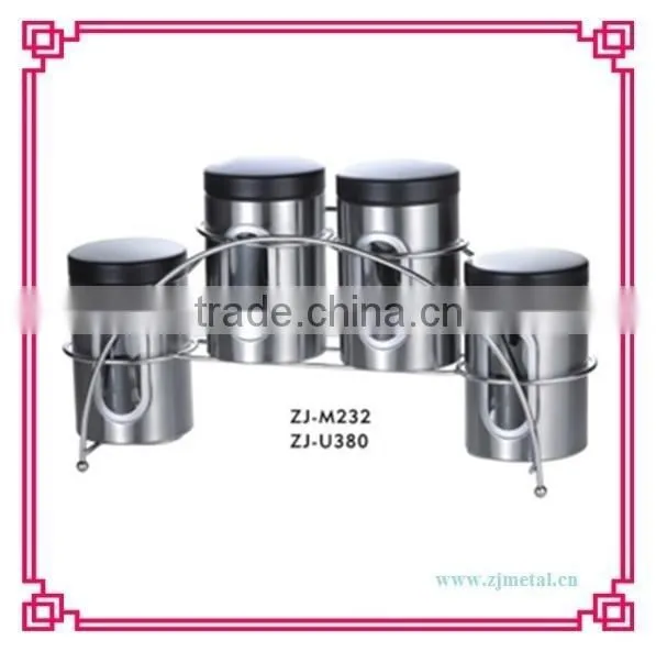 Stainless Steel 4pcs Canister With Rack