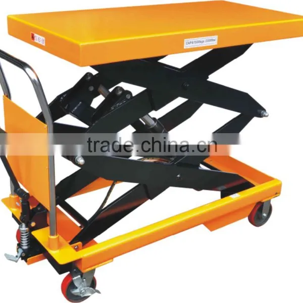 300kg China Hydraulic Scissor Hand Lift Platform Trolley photo-2
