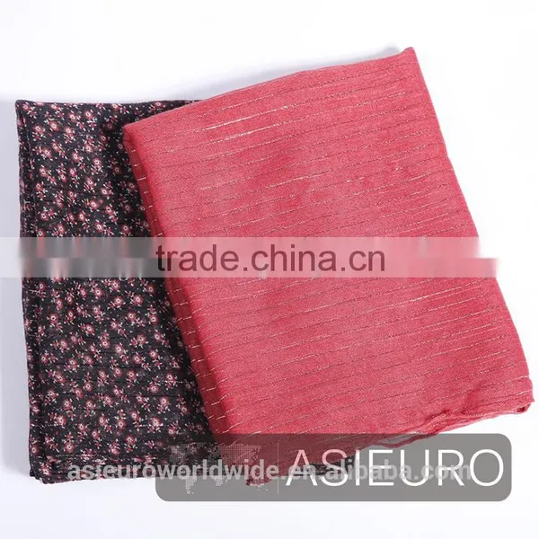 Polyester Scarf, 2 Pcs/Set, Flower Print and Solid Color, BSCI and Sedex photo-2