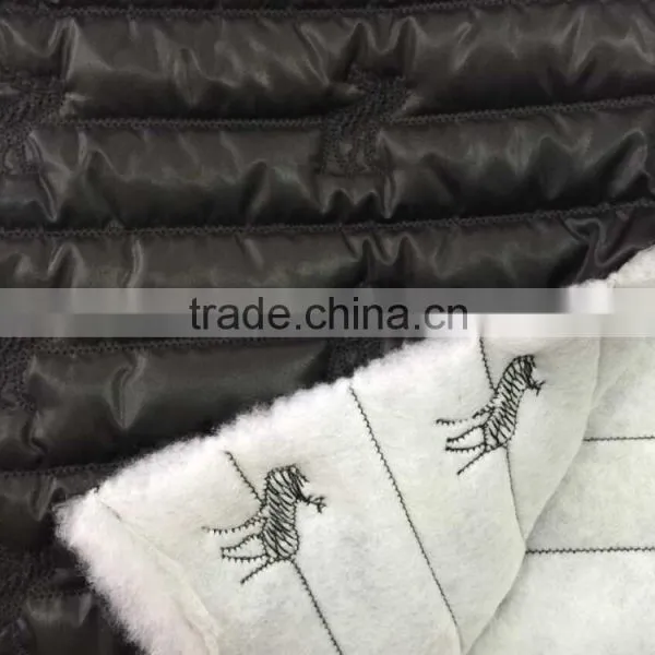 Fashion Polyester Stripe Embroidered Thermal Padded Fabric With Quilting for Down Coats/jacket photo-2