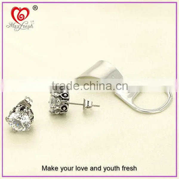 Wholesale Jewelry Hotsale Simple Unisex Round Cut Basket Rhinestone Zircon CZ Faceted Ear Stud Stainless Steel Earring photo-3