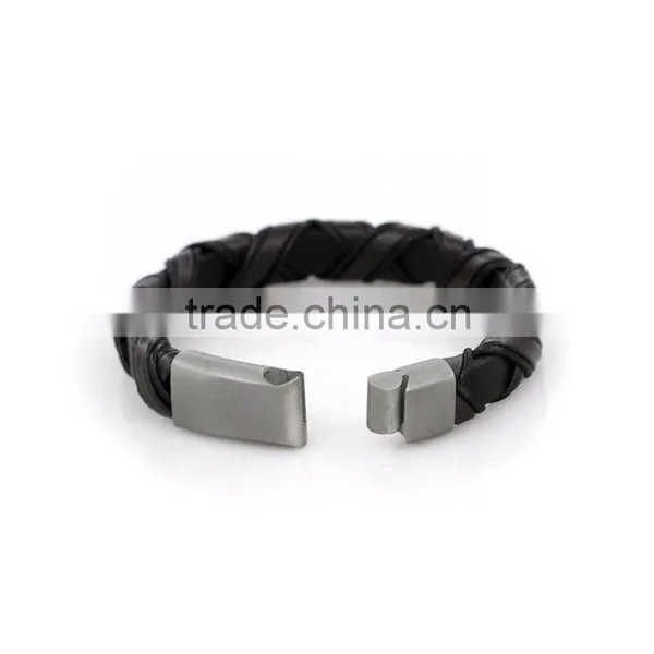 Magnet Clasp Bracelet Bead Stainless Steel Handmade Leather Bracelet photo-6