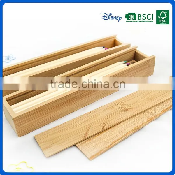 Eco Friendly Colour Pencils Crayon Set With Wooden Pencil Sharpener Into Wooden Sliding Drawer Box photo-2