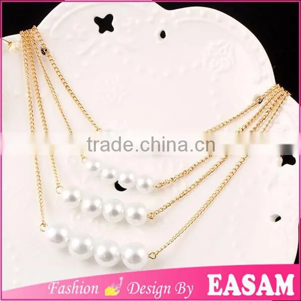 Classic Hot Sale Three-layer Gold Plated Pearl Bead Necklace Quality Choice photo-2