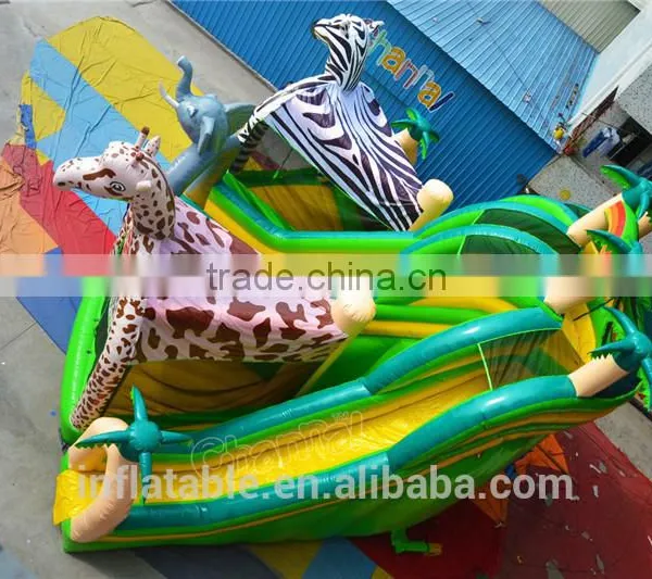 2016 New Design Inflatable Jungle Animals Bouncers House Slide Inflatable Zebra Slide Elephant Slide Giraffe Slide Quality Choice photo-2