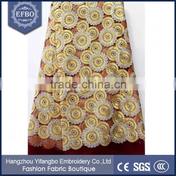 2016 Top Selling Indian Shiny Blue Lace Embroidery Fabric for Evening Dress photo-2