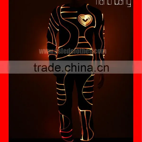 DMX512 Controlled Fiber Optic Tron Dance Costume,Fireman Mascot Costume