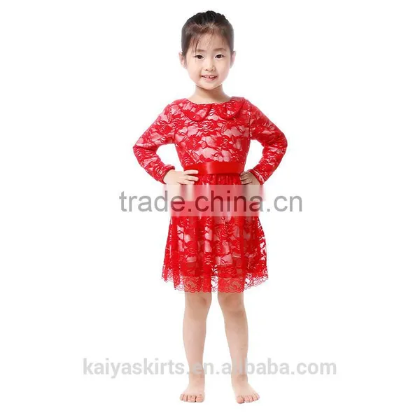 2016 Children Red Lace Princess Girls Bridesmaid Dresses photo-2