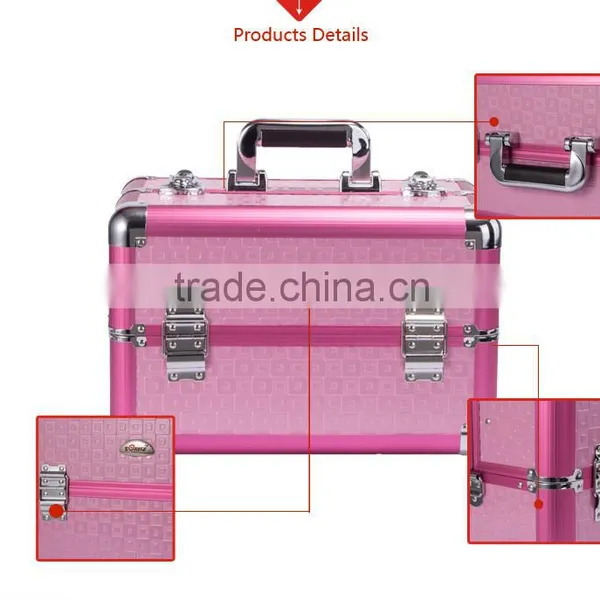 Professional Aluminum Makeup Case Pink Beauty Box Cosmetic Case photo-5
