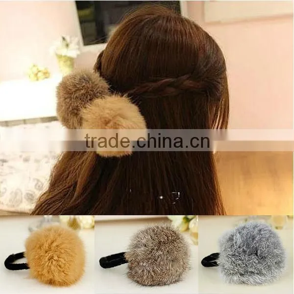 Rabbit Fur Ball Elastic for Hair photo-5