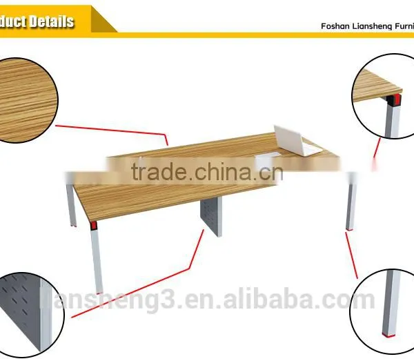 Classical Duarable Wood Veneer Office Conference Table With Metal Base photo-6