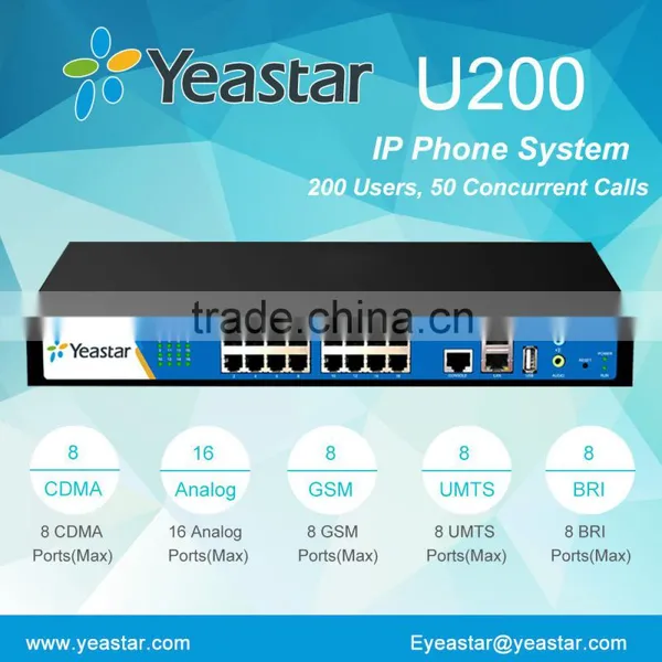 Yeastar 200 Users PSTN BRI GSM UMTS VOIP IP PBX System