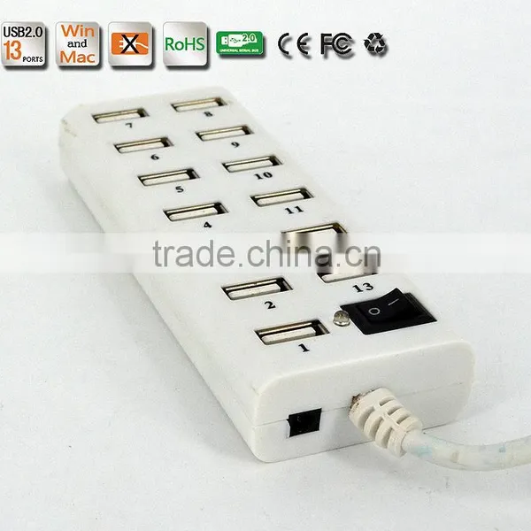 Hot Sell High- Performance Portable 480MBPS Usb2.0 13 Port Hub With One Switch+large Capacity photo-5