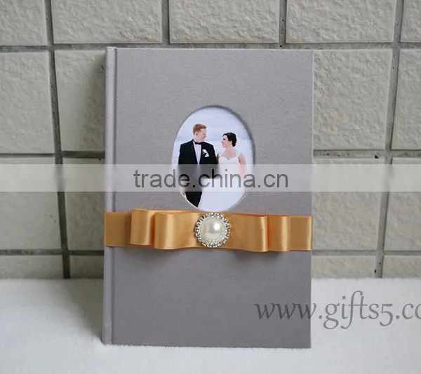 Best Quality Grey Silk Cover Wedding Sign in Book photo-2