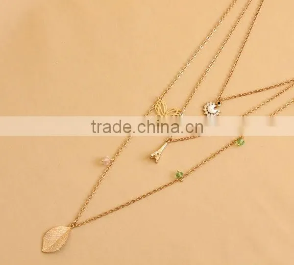 MYLOVE Fashion Gold Plated Necklace Cute Butterfly Leaf Pendant Long Polo Chain Sweater Necklace HOT MLSC-17 photo-5
