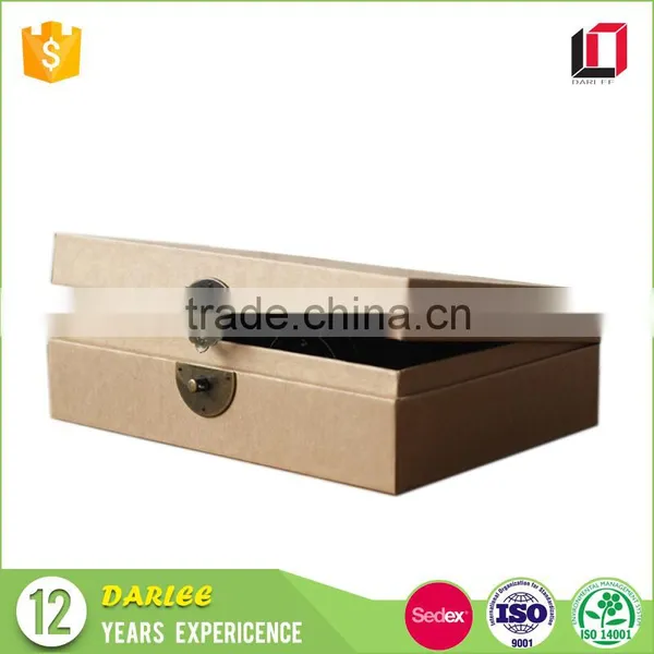 China Factory Custom Flip Lid Kraft Cardboard Gift Box With Metal Lock photo-3