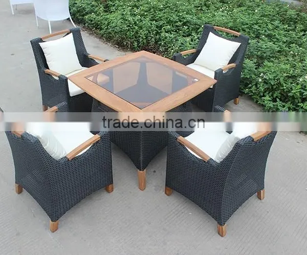 Современный наружныйrattan обеденный набор из плетеной виноградной лозы photo-5