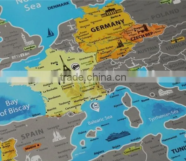 Detailed Europe Map With Scratch off Stickers Large Size Tube Packaging photo-5