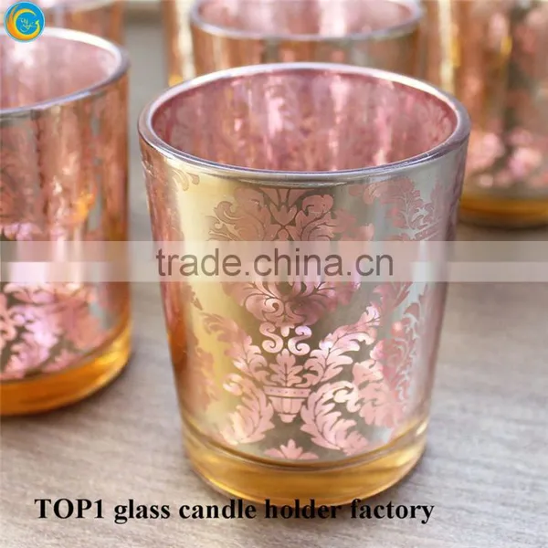 Rose Gold Mercury Glass Candlestick Holders photo-4